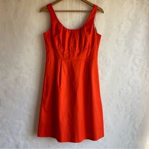 J. Crew Suiting Sleeveless Dress Red Orange Pleated Lined Career Women’s 6